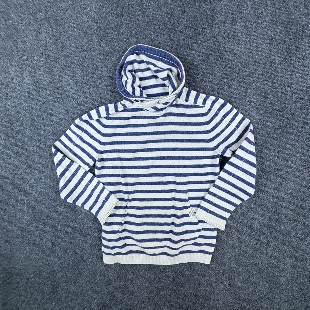 Zara The Good Things Hoodie Kids 8 White Blue Striped Knitwear Pullover Winter
